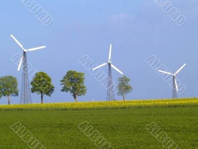 three wind power plants