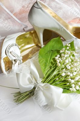 Lily of the valley and wedding shoes