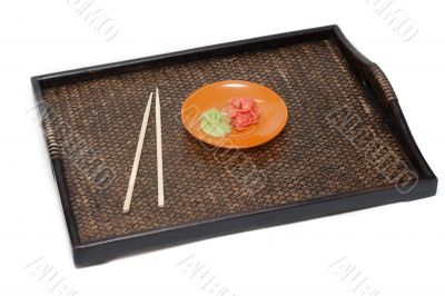 Orange saucer with ginger