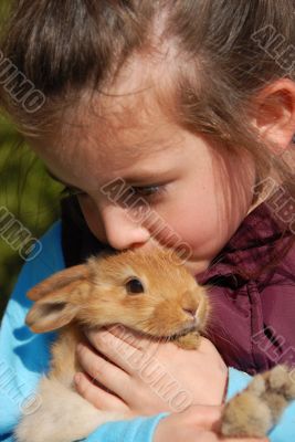 little girl and her bunny