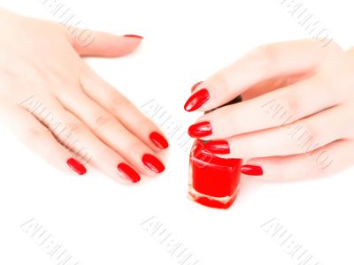 nails with red varnish