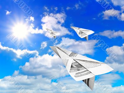 sky and paper aeroplanes