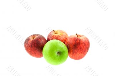 three red and one green apples