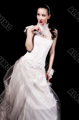 dark hair girl in wedding dress