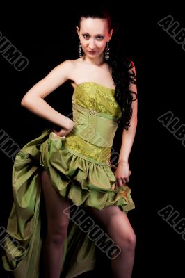 girl in green evening dress