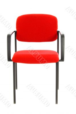 red office chair isolated on white