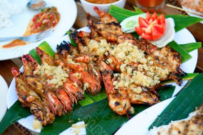 Grilled pacific prawns