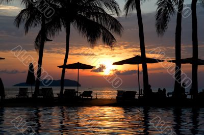 Evening in tropical hotel