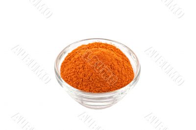 chili powder in glass bowl
