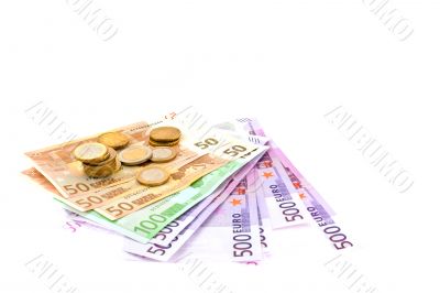 euro in banknotes and coins