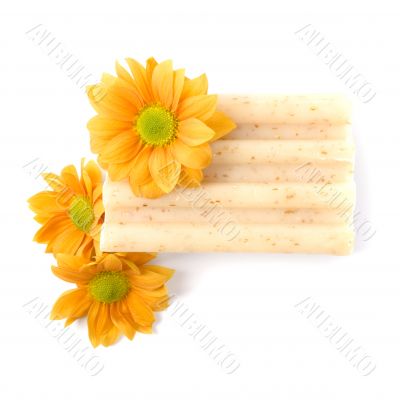 natural soap and flowers