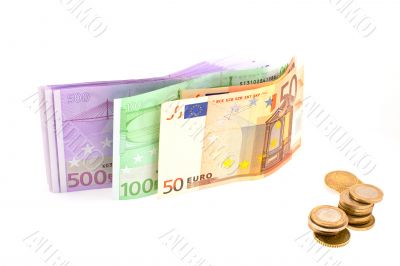 euro in banknotes and coins