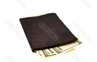 dollar`s banknotes in black purse