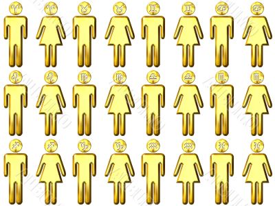 3D Golden Zodiac People