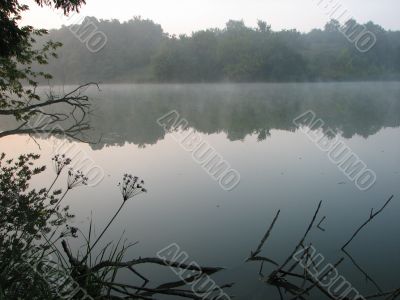 fog above a lake