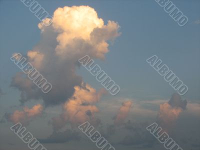 in clouds during sunset
