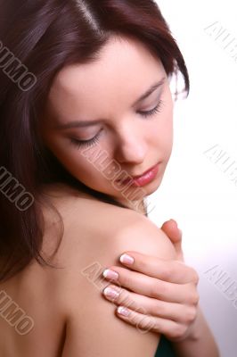 Lady with french manicure