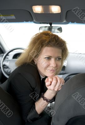 Girl in the car closeup