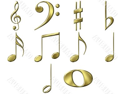 3D Golden Music Notes