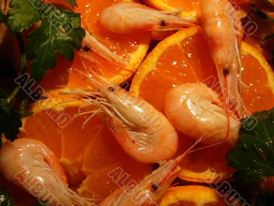 Shrimps with mandarine