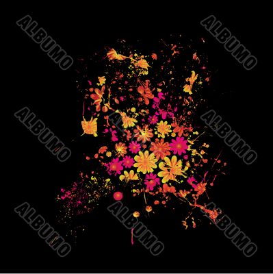 floral black splat