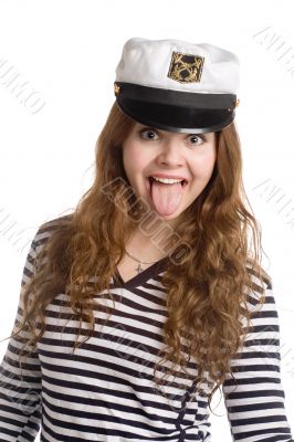 beautiful girl in naval cap