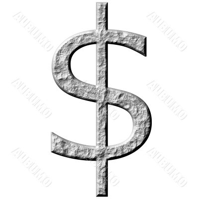 3D Stone Dollar Symbol