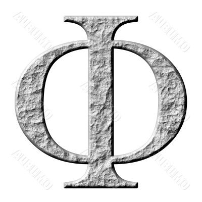 3D Stone Greek Letter Phi