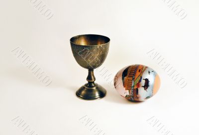 Silver Egg-holder  and an Easter  Egg decorated