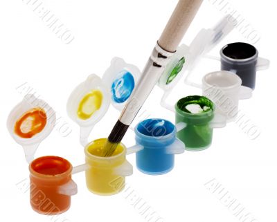 Color pots with brush