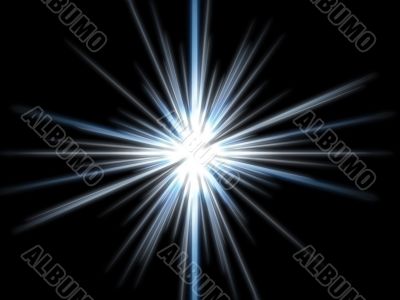 Violet star on a black background.