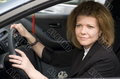 Girl in car closeup