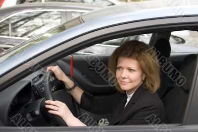 Girl in car closeup