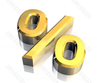 percent symbol in gold - 3d made