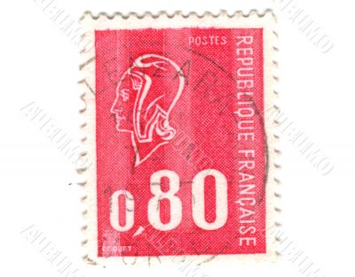 Old red french stamp