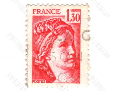 Old red french stamp