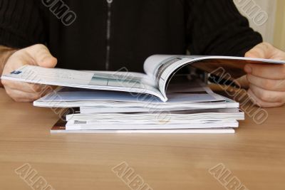 Reading a magazine