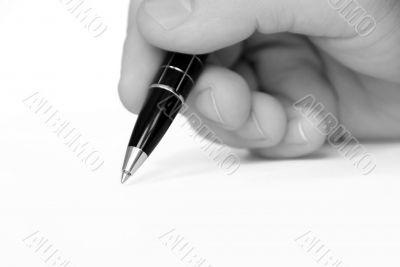 Man hand writing on white paper