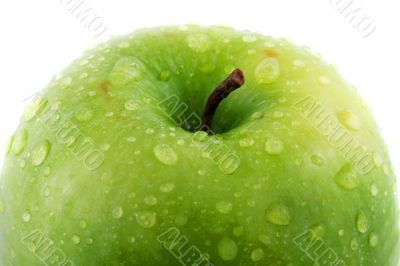 Waterdrops on green apple