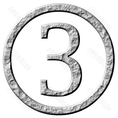 3D Stone Framed Number 3