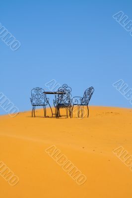 romantic place to sit on the Sahara desert