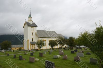 Churchyard in green grass