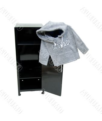 Graduate hoodie on locker