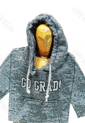 Graduate wearing grunge hoodie