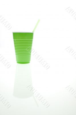 green plastic cup