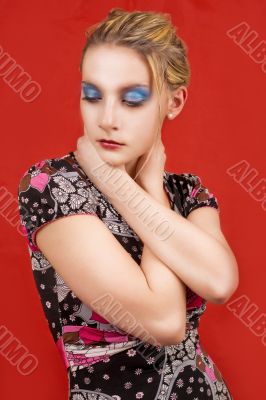 blonde with color makeup isolated