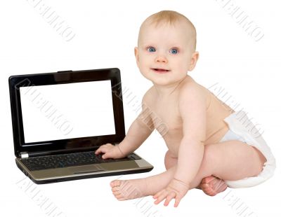 Baby and laptop