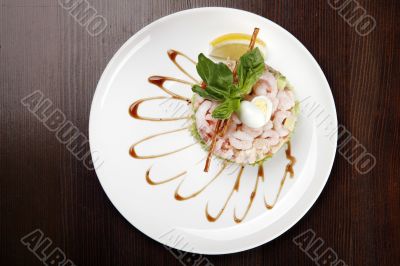 plate with shrimp salad
