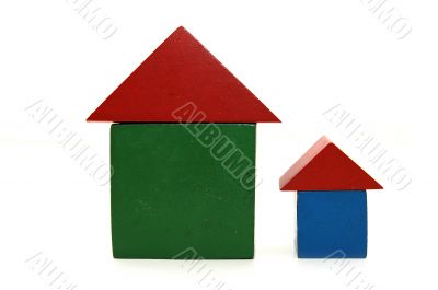 building from wooden colourful childrens blocks