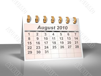 August 2010 Desktop Calendar.